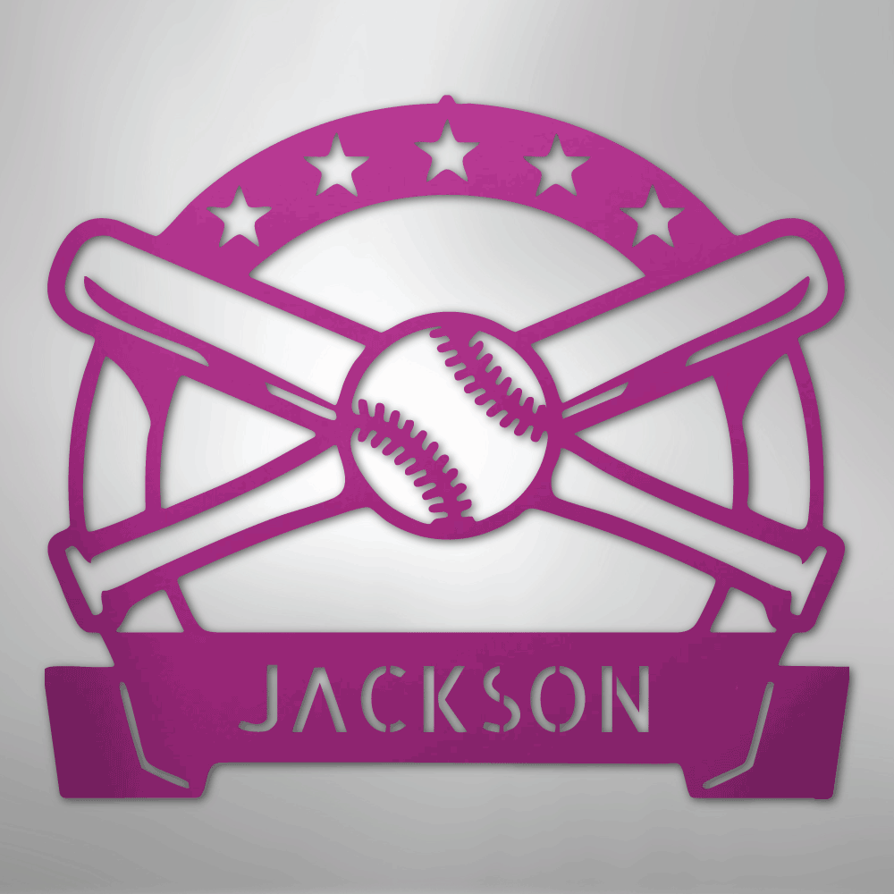 My Easy Monogram Steel Sign Purple / 24" Play Ball Monogram - Metal Sign