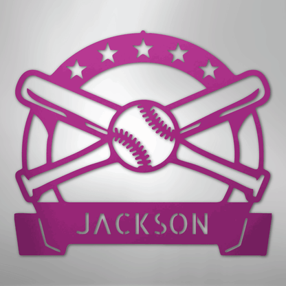 My Easy Monogram Steel Sign Purple / 24" Play Ball Monogram - Metal Sign