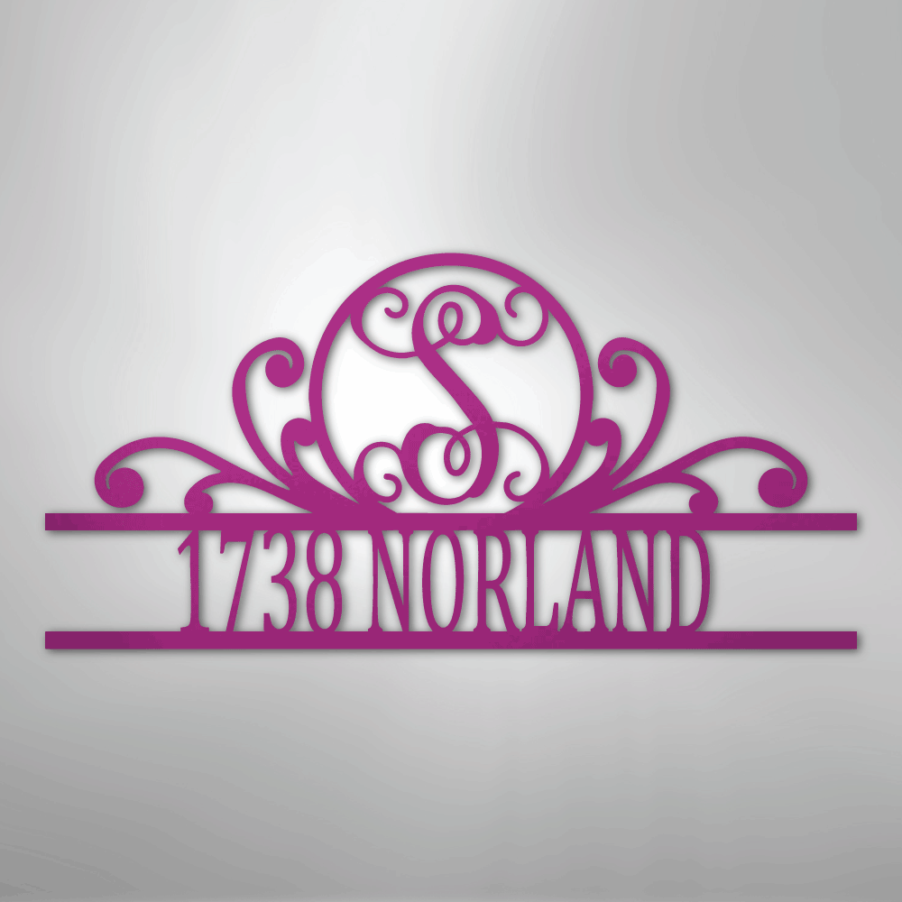 My Easy Monogram Steel Sign Purple / 24" Scroll Family Name Monogram - Steel Sign