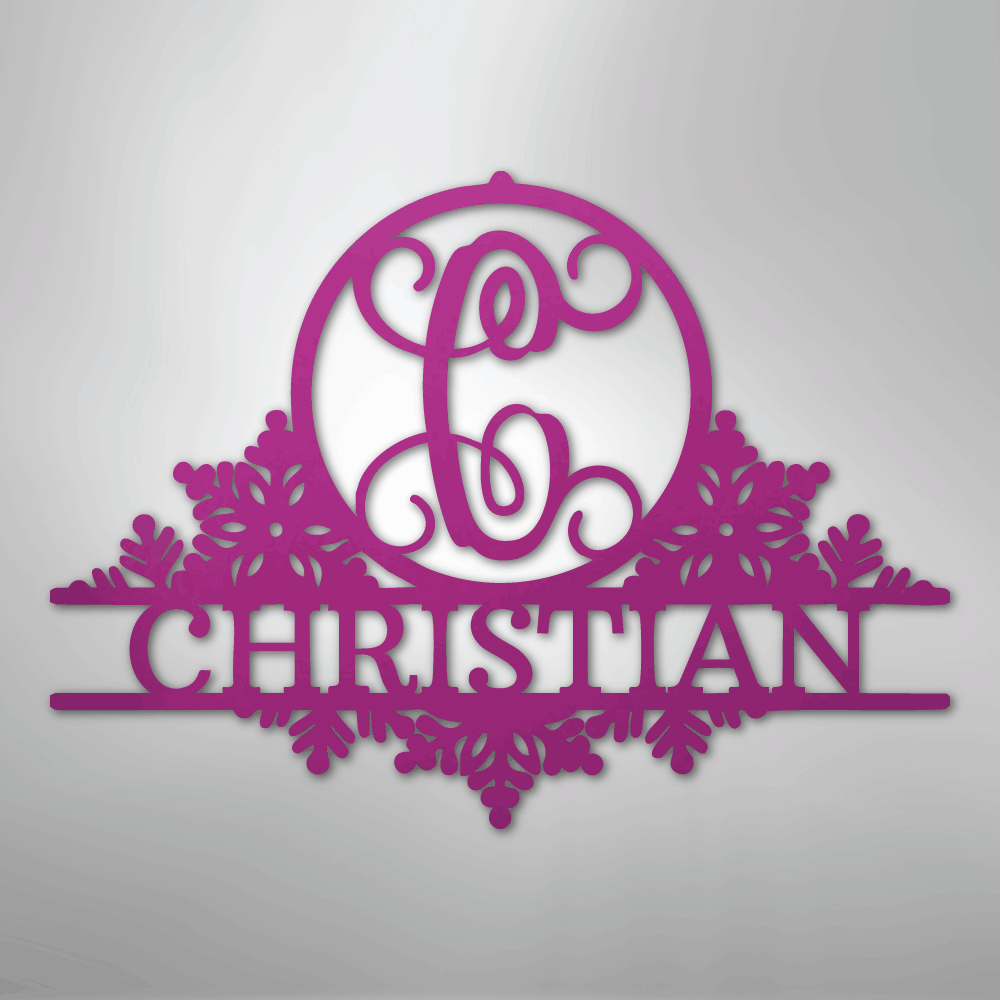 My Easy Monogram Steel Sign Purple / 24" Snowfall Initial Monogram - Steel Sign