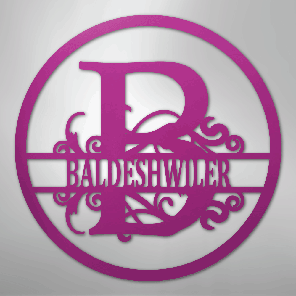 My Easy Monogram Steel Sign Purple / 24" Split Circle Monogram - Steel Sign