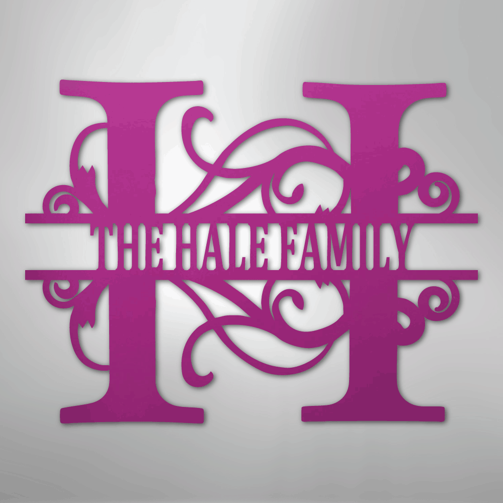 My Easy Monogram Steel Sign Purple / 24" Split Letter Monogram - Steel Sign