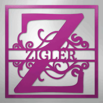 My Easy Monogram Steel Sign Purple / 24" Split Square Monogram - Steel Sign