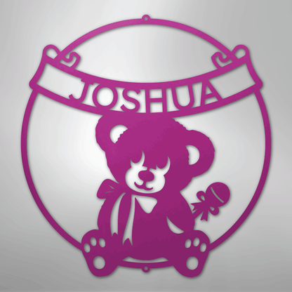 My Easy Monogram Steel Sign Purple / 24" Teddy Banner Monogram - Steel Sign