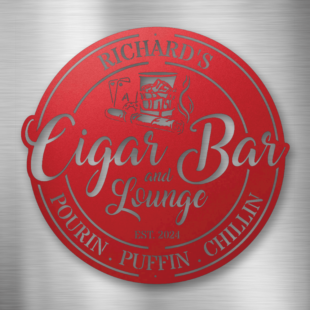 My Easy Monogram Steel Sign Red / 12 Cigar Bar and Lounge - Steel Sign