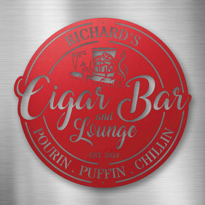 My Easy Monogram Steel Sign Red / 12 Cigar Bar and Lounge - Steel Sign