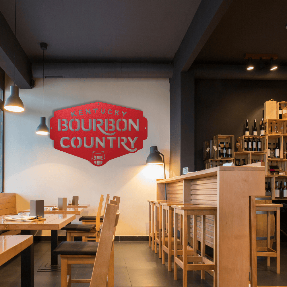 My Easy Monogram Steel Sign Red / 12 Kentucky Bourbon Country Metal Wall Art Sign