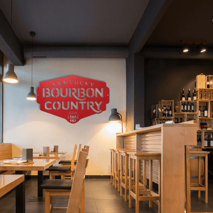 My Easy Monogram Steel Sign Red / 12 Kentucky Bourbon Country Metal Wall Art Sign