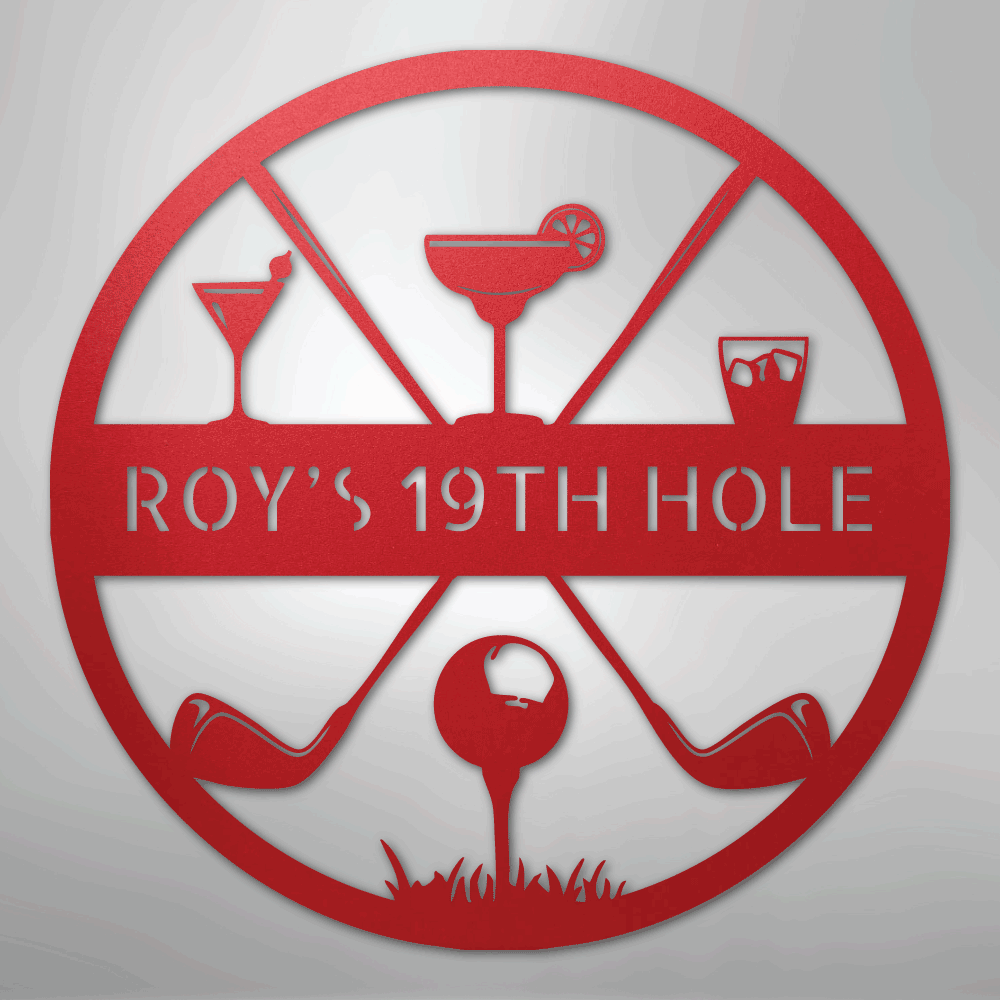 My Easy Monogram Steel Sign Red / 24" 19th Hole Casual Monogram - Steel Sign