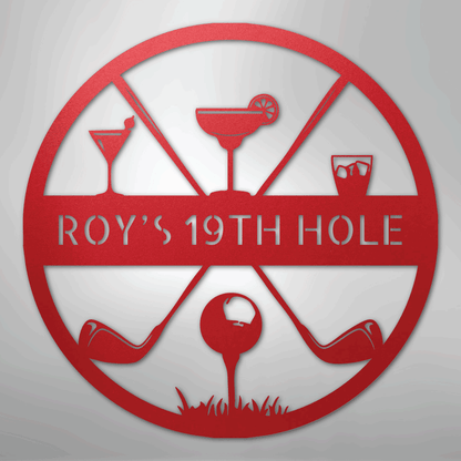 My Easy Monogram Steel Sign Red / 24" 19th Hole Casual Monogram - Steel Sign