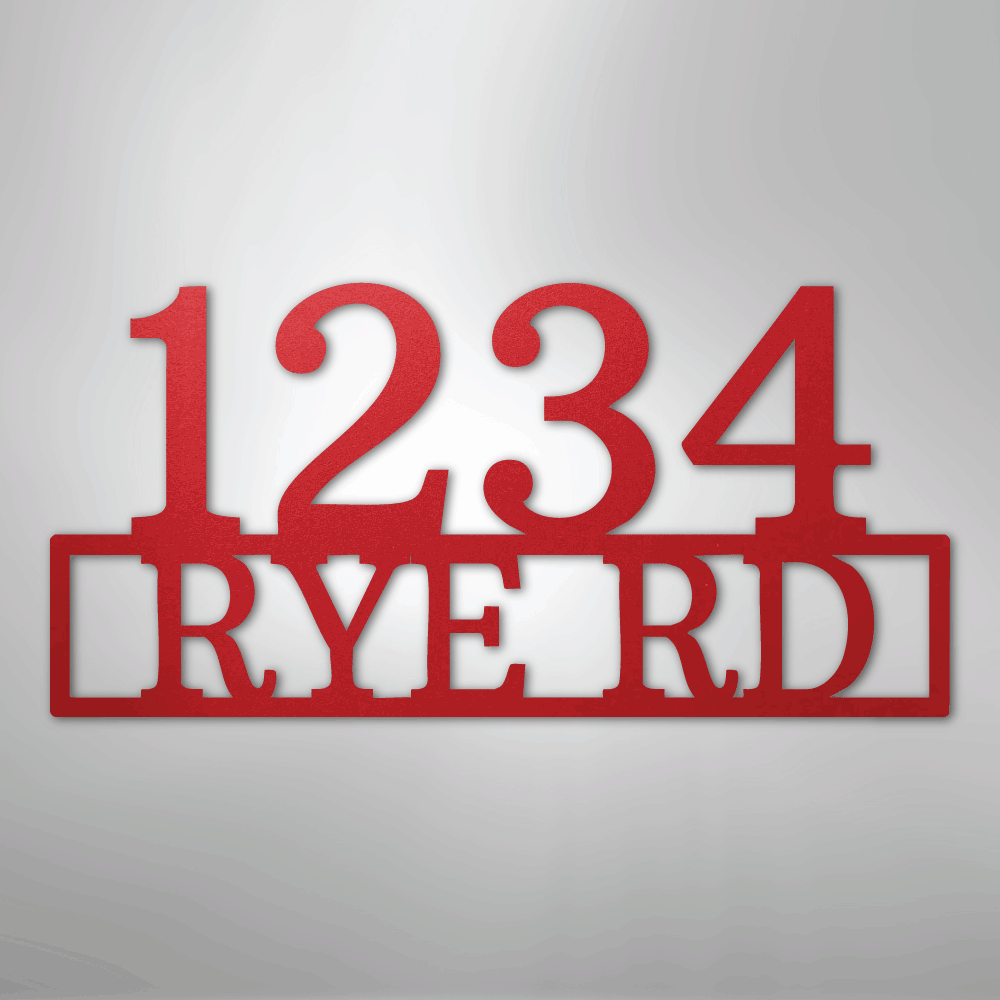 My Easy Monogram Steel Sign Red / 24" Address - Steel Sign