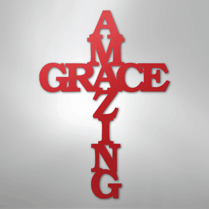 My Easy Monogram Steel Sign Red / 24" Amazing Grace Cross - Steel Sign