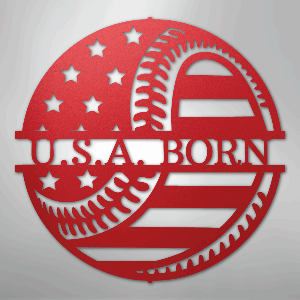 My Easy Monogram Steel Sign Red / 24" America\'s Pastime - Metal Sign