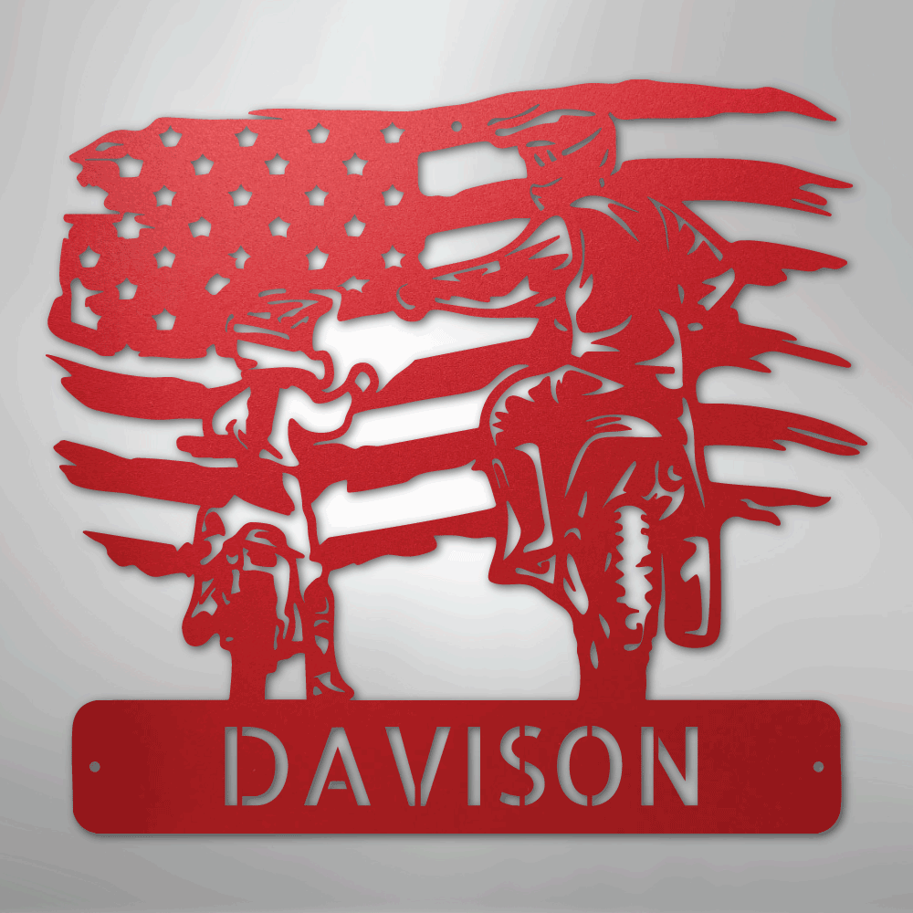 My Easy Monogram Steel Sign Red / 24" American Motocross Family Monogram - Steel Sign