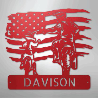 My Easy Monogram Steel Sign Red / 24" American Motocross Family Monogram - Steel Sign