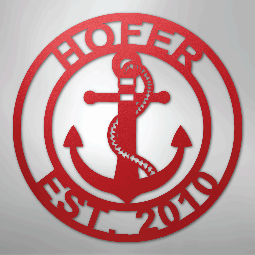 My Easy Monogram Steel Sign Red / 24" Anchor Family Name - Steel Sign