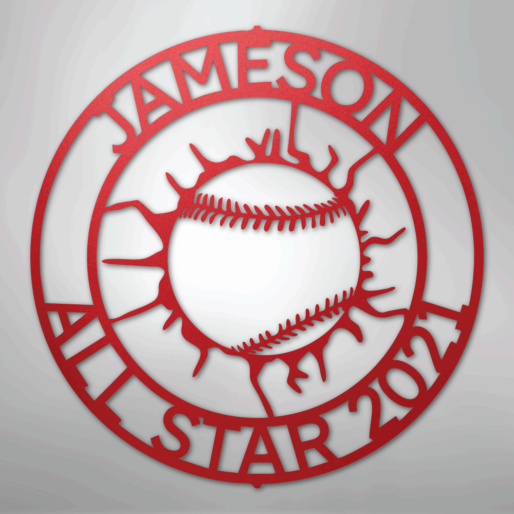 My Easy Monogram Steel Sign Red / 24" Ball Wall Monogram