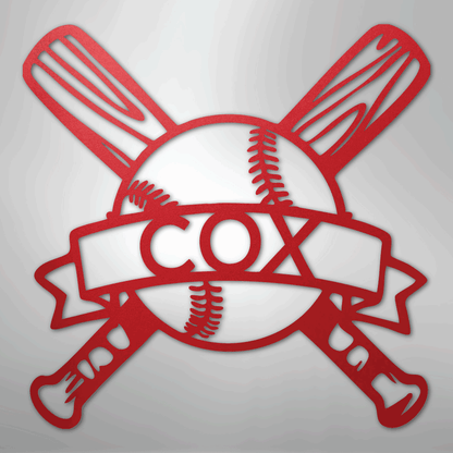 My Easy Monogram Steel Sign Red / 24" Baseball Monogram - Metal Sign