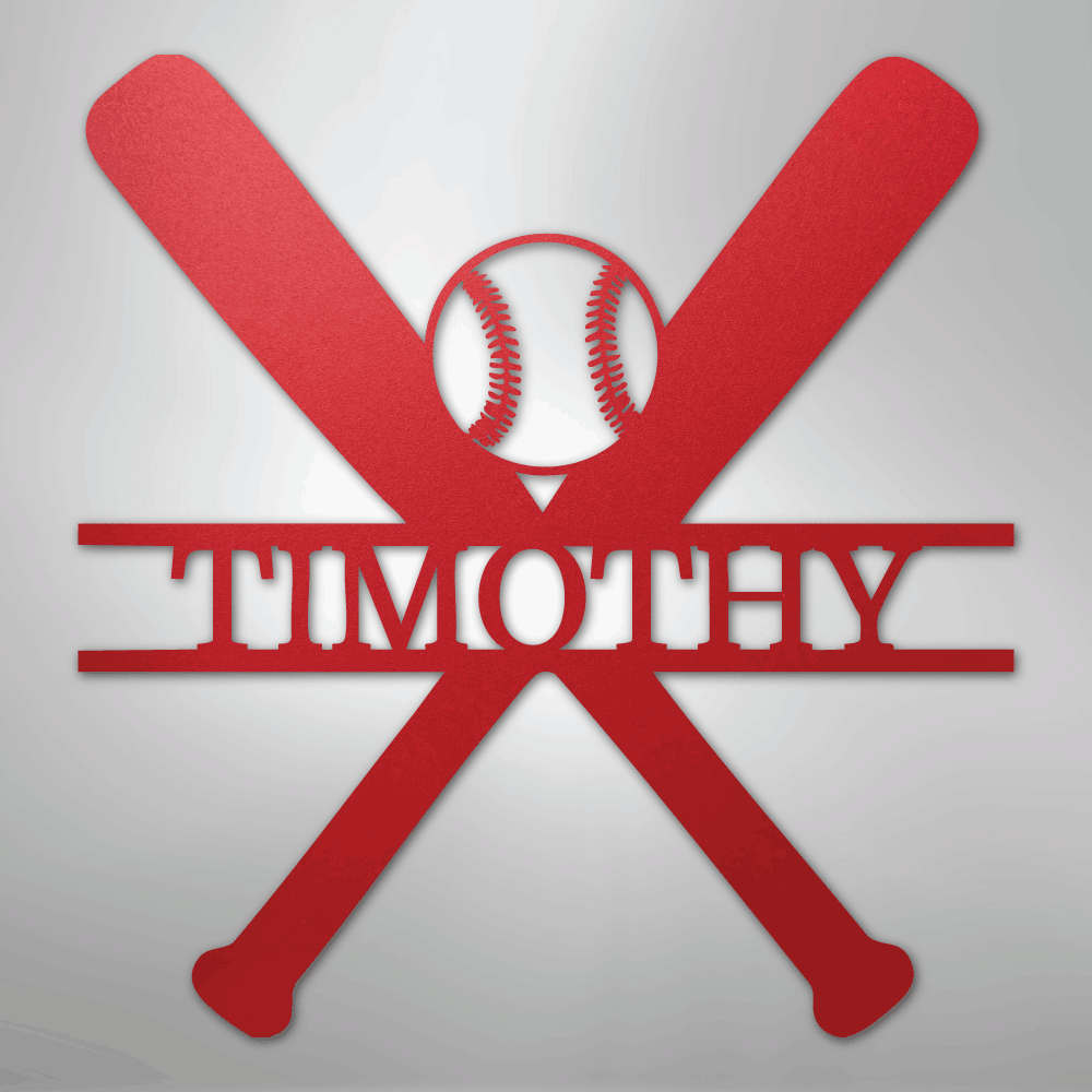My Easy Monogram Steel Sign Red / 24" Batter Up - Metal Sign