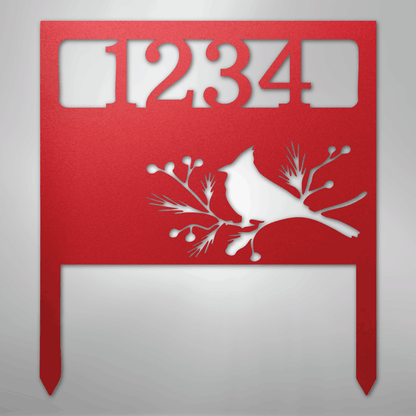My Easy Monogram Steel Sign Red / 24" Bird Yard Address Stake - Steel Sign