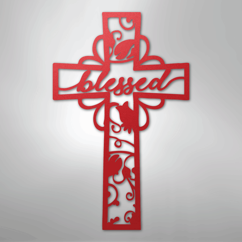 My Easy Monogram Steel Sign Red / 24" Blessed Cross - Steel Sign