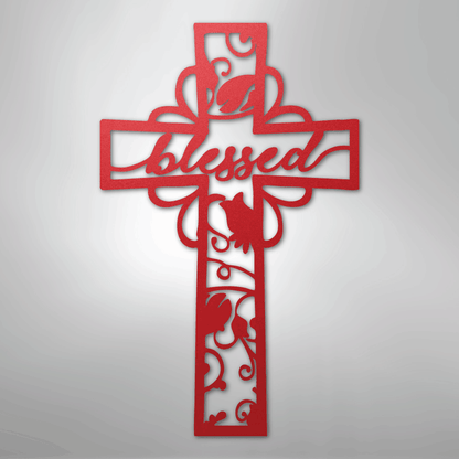 My Easy Monogram Steel Sign Red / 24" Blessed Cross - Steel Sign