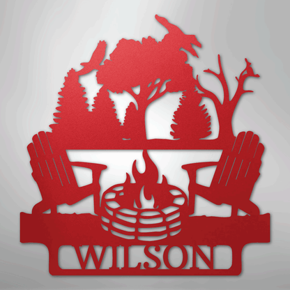 My Easy Monogram Steel Sign Red / 24" Camping Firepit Vibe Monogram - Steel Sign
