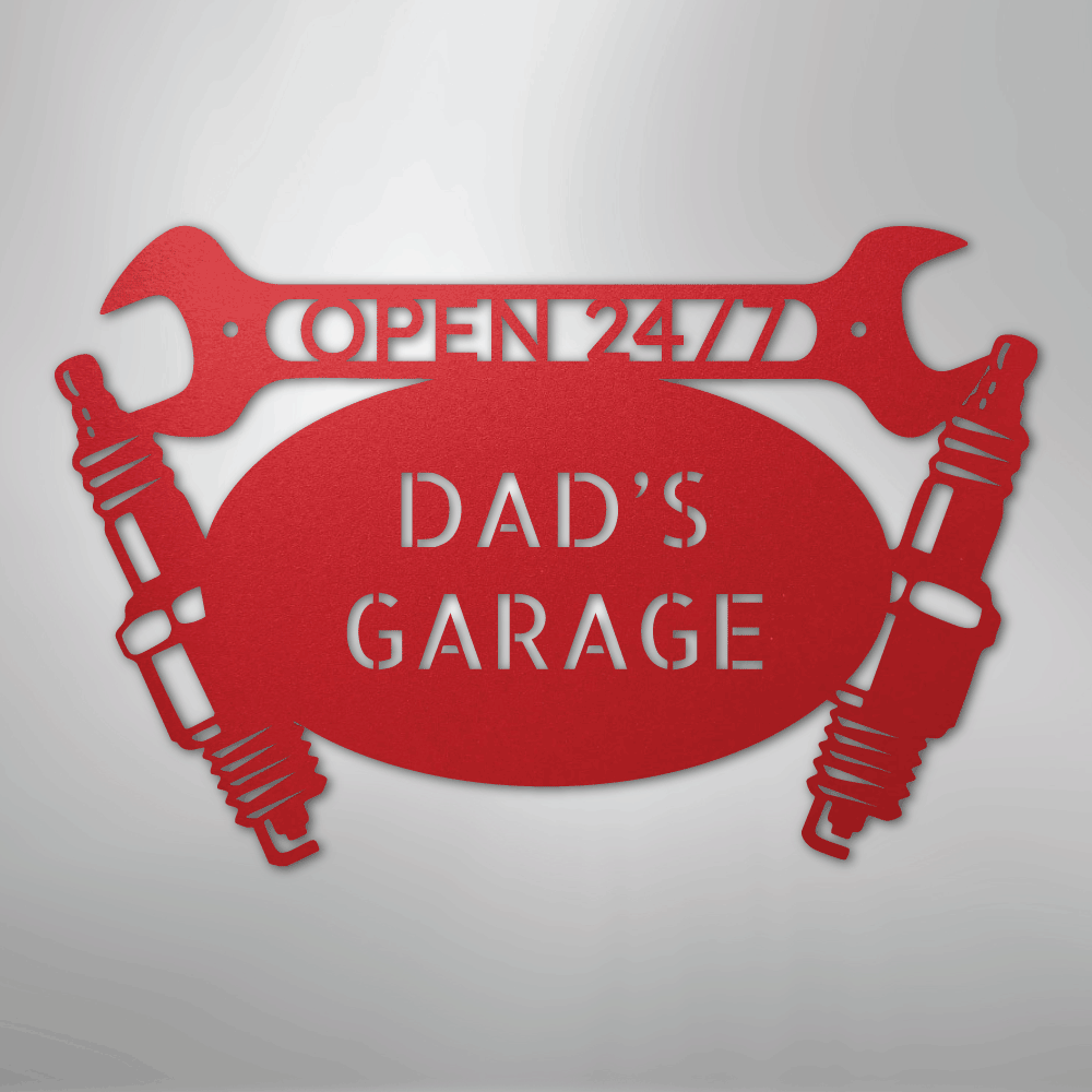My Easy Monogram Steel Sign Red / 24" Car Garage Monogram - Steel Sign