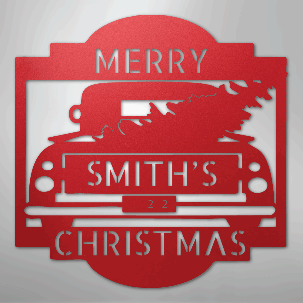My Easy Monogram Steel Sign Red / 24" Christmas Truck Monogram - Steel Sign