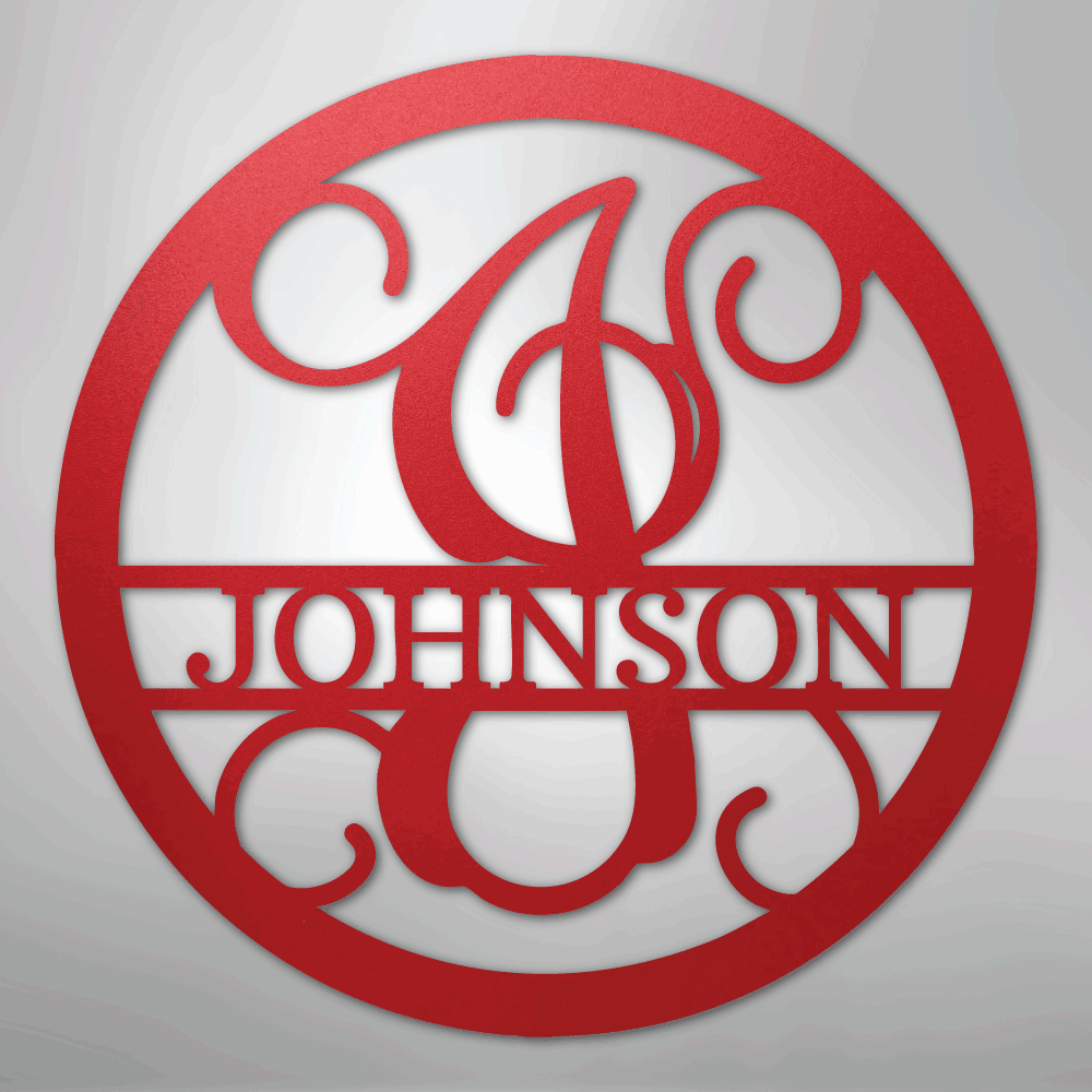 My Easy Monogram Steel Sign Red / 24" Circle Vine Monogram - Steel Sign