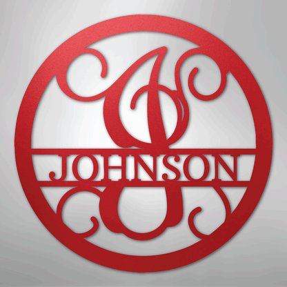 My Easy Monogram Steel Sign Red / 24" Circle Vine Monogram - Steel Sign