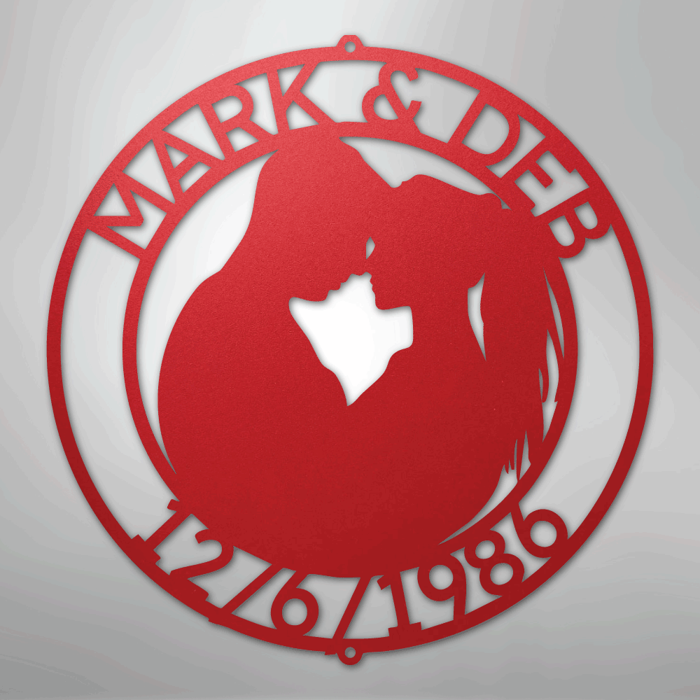 My Easy Monogram Steel Sign Red / 24" Couple Silhouette Monogram 2 - Steel Sign