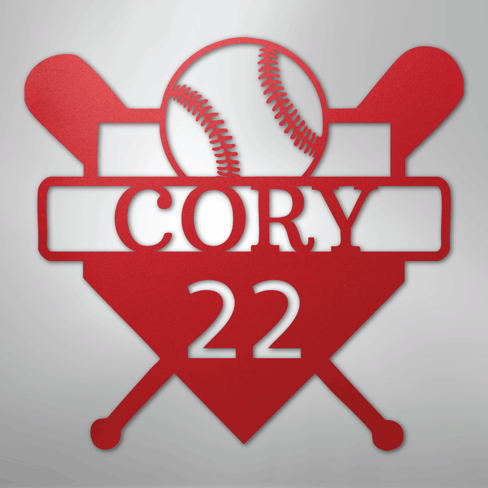 My Easy Monogram Steel Sign Red / 24" Custom Baseball Monogram - Metal Sign