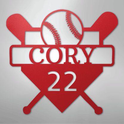 My Easy Monogram Steel Sign Red / 24" Custom Baseball Monogram - Metal Sign