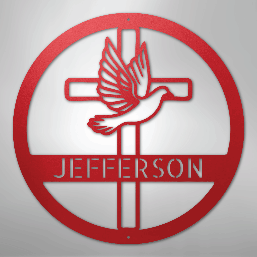 My Easy Monogram Steel Sign Red / 24" Dove and Cross Monogram - Steel Sign