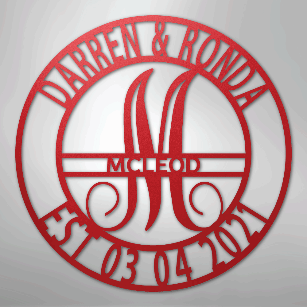 My Easy Monogram Steel Sign Red / 24" Elaborate Name - Steel Sign