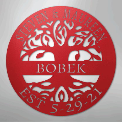My Easy Monogram Steel Sign Red / 24" Elaborate Tree Of Life - Steel Sign