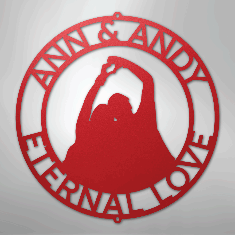 My Easy Monogram Steel Sign Red / 24" Eternal Love Couple Silhouette Monogram - Steel Sign