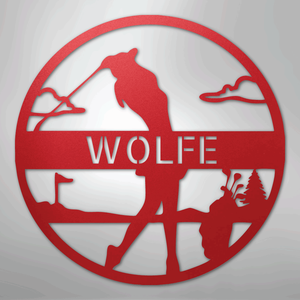 My Easy Monogram Steel Sign Red / 24" Female Golfer Monogram - Steel Sign