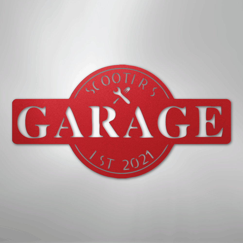 My Easy Monogram Steel Sign Red / 24" Garage Monogram - Metal Sign