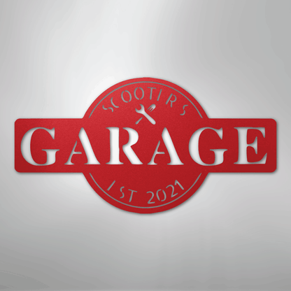My Easy Monogram Steel Sign Red / 24" Garage Monogram - Metal Sign