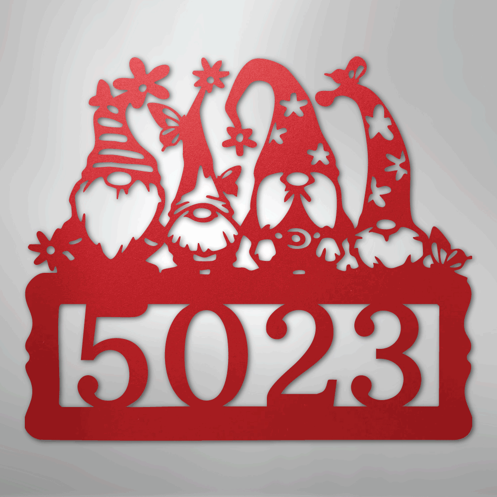 My Easy Monogram Steel Sign Red / 24" Gnome Address Sign - Steel Sign