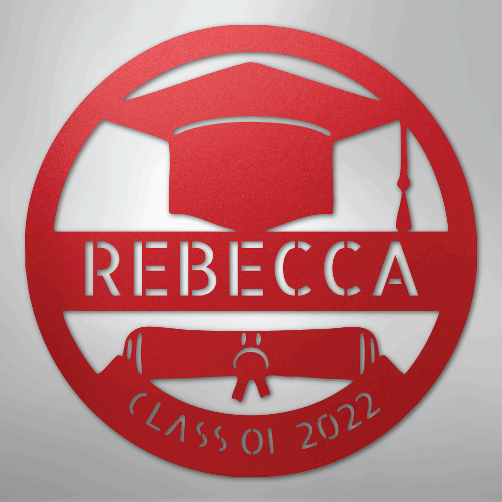 My Easy Monogram Steel Sign Red / 24" Grad Cap Monogram - Steel Sign