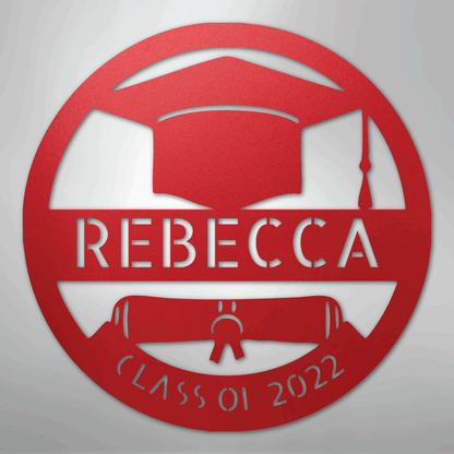 My Easy Monogram Steel Sign Red / 24" Grad Cap Monogram - Steel Sign