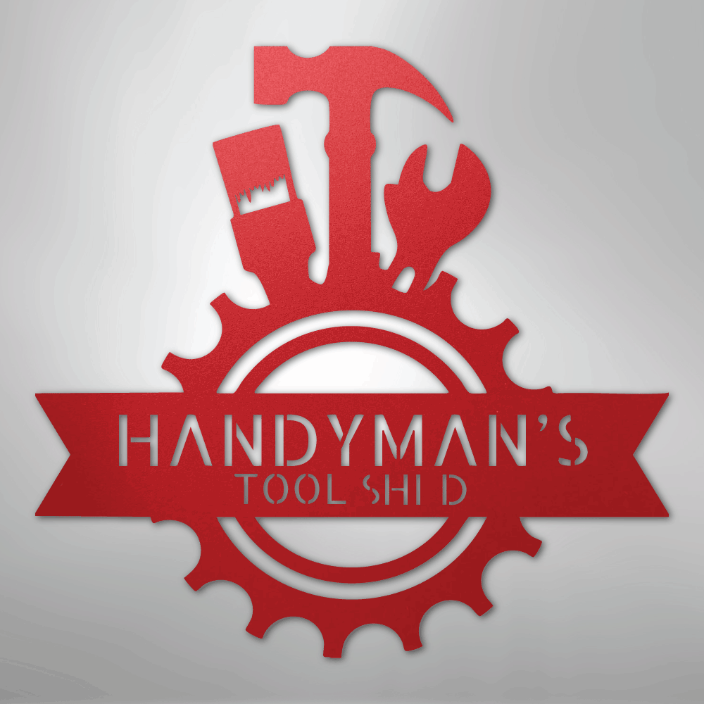 My Easy Monogram Steel Sign Red / 24" Handyman Shop Monogram - Steel Sign