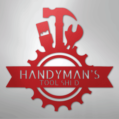My Easy Monogram Steel Sign Red / 24" Handyman Shop Monogram - Steel Sign