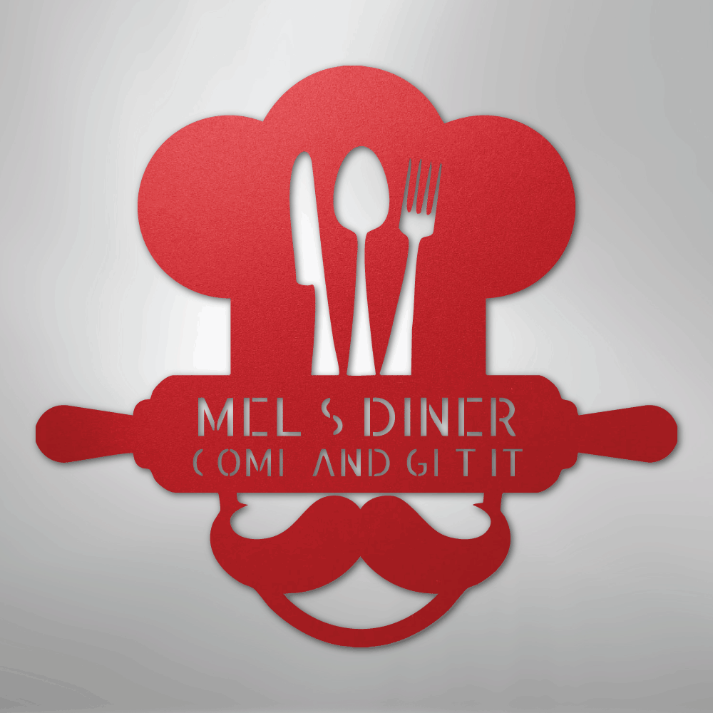 My Easy Monogram Steel Sign Red / 24" Home Chef Monogram - Steel Sign