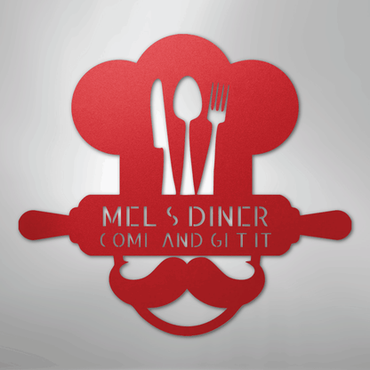 My Easy Monogram Steel Sign Red / 24" Home Chef Monogram - Steel Sign