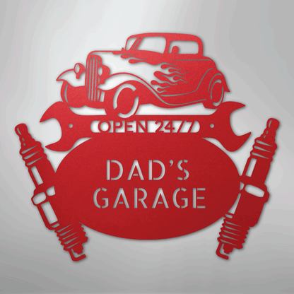 My Easy Monogram Steel Sign Red / 24" Hot Rod Mechanic Monogram - Steel Sign