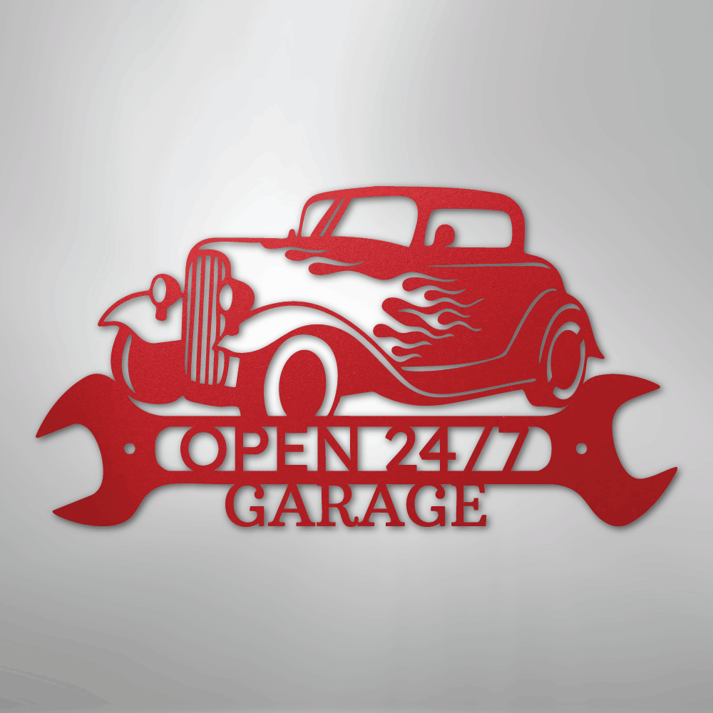 My Easy Monogram Steel Sign Red / 24" Hot Rod Shop Monogram - Steel Sign